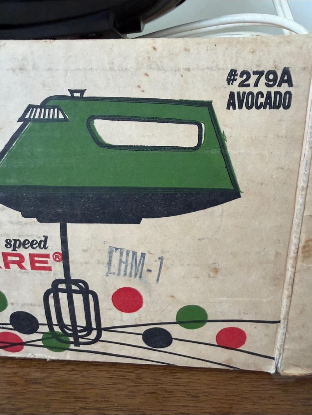 Farberware 70s Avocado Green Electric Hand Mixer Original Box - Picture 4 of 6